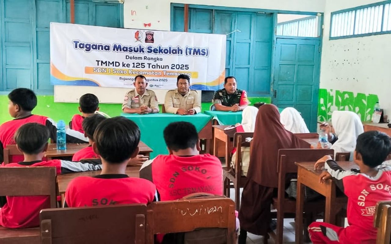 TMMD 125 Bojonegoro, Satgas PMI dan Tagana Bersinergi Sosialisasikan Sekolah Siaga Bencana