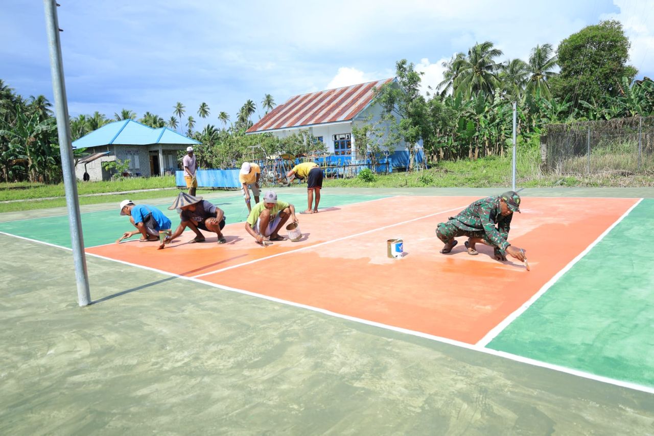 Lapangan Voli Hasil TMMD Kodim 1505/Tidore Resmi Selesai, Warga Antusias Sambut Fasilitas Olahraga Baru