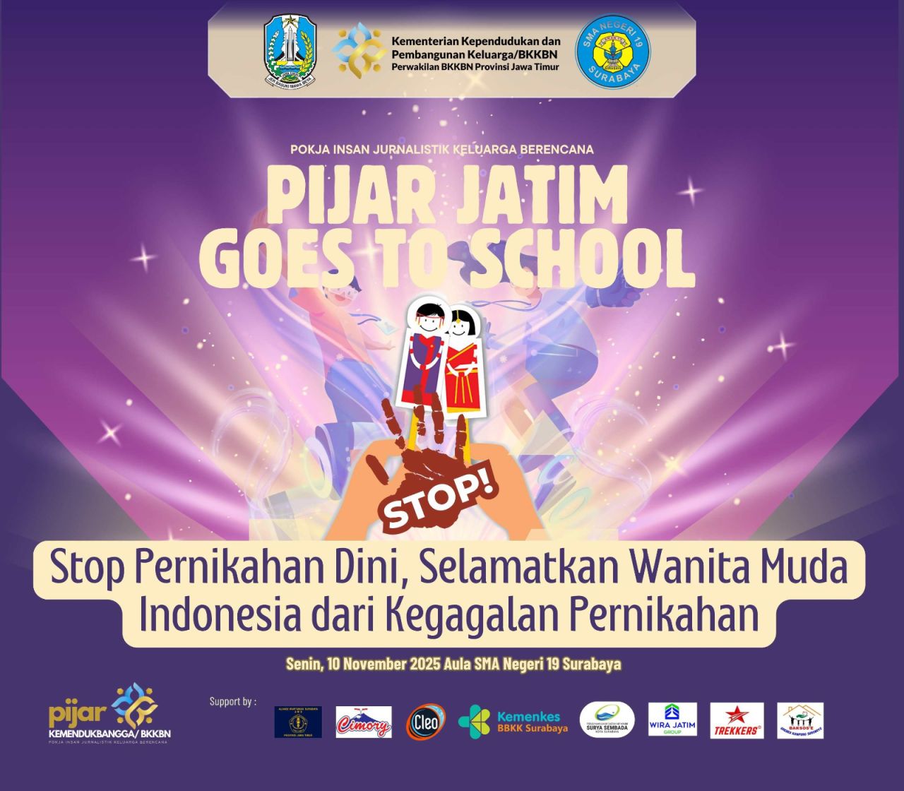 PIJAR dan BKKBN Jatim Gaungkan Gerakan Stop Pernikahan Dini di Sekolah Surabaya