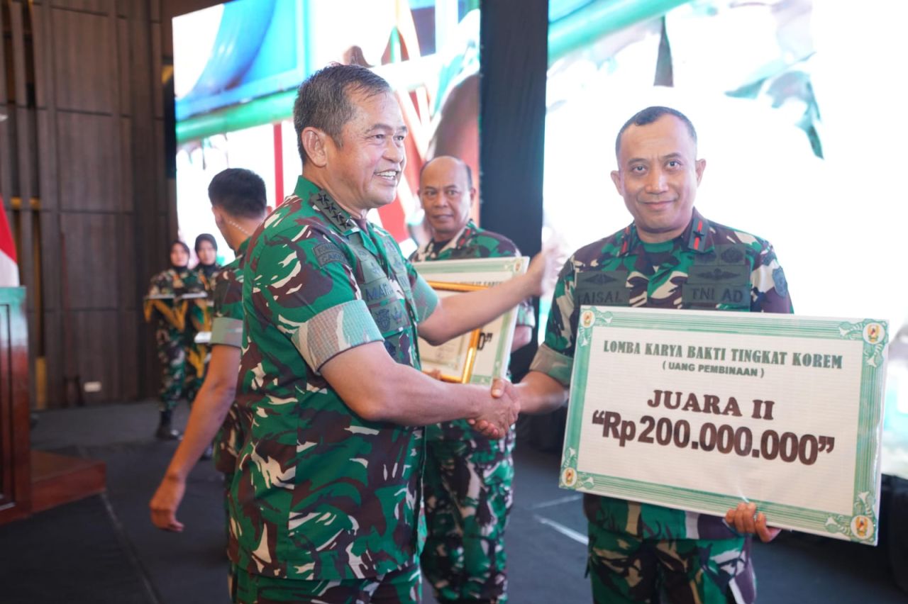 Korem 052/Wijayakrama Raih Juara Kedua Lomba Karya Bakti Tingkat Korem Jajaran TNI AD