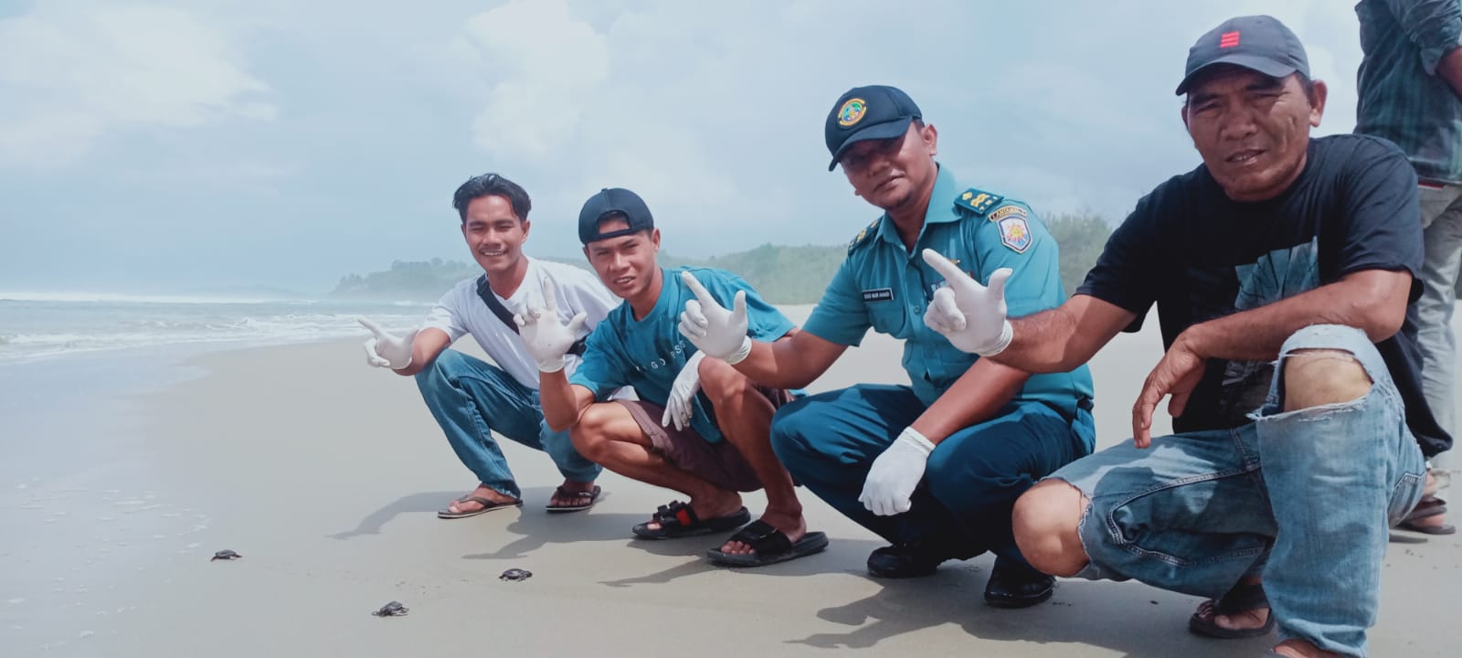 Lestarikan Satwa Penyu, TNI AL Kampung Aie Lepas Liarkan Tukik di Pantai Along Simeulue