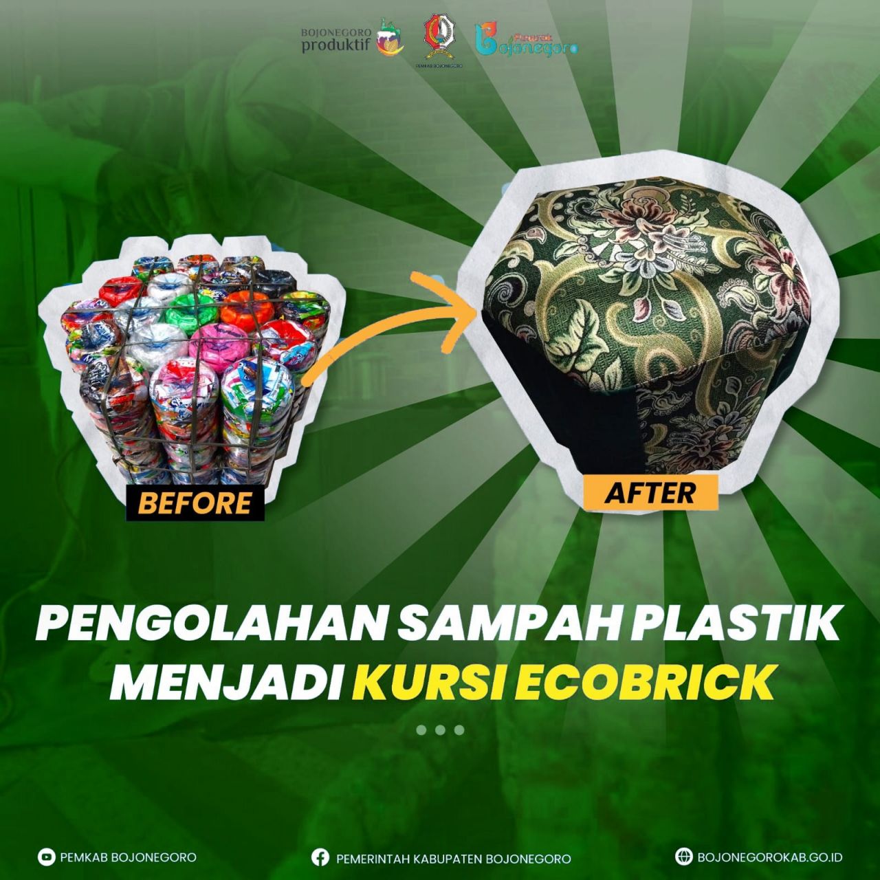 Wahyuni Menabung Sampah Plastik Dijadikan Kursi Ecobrick