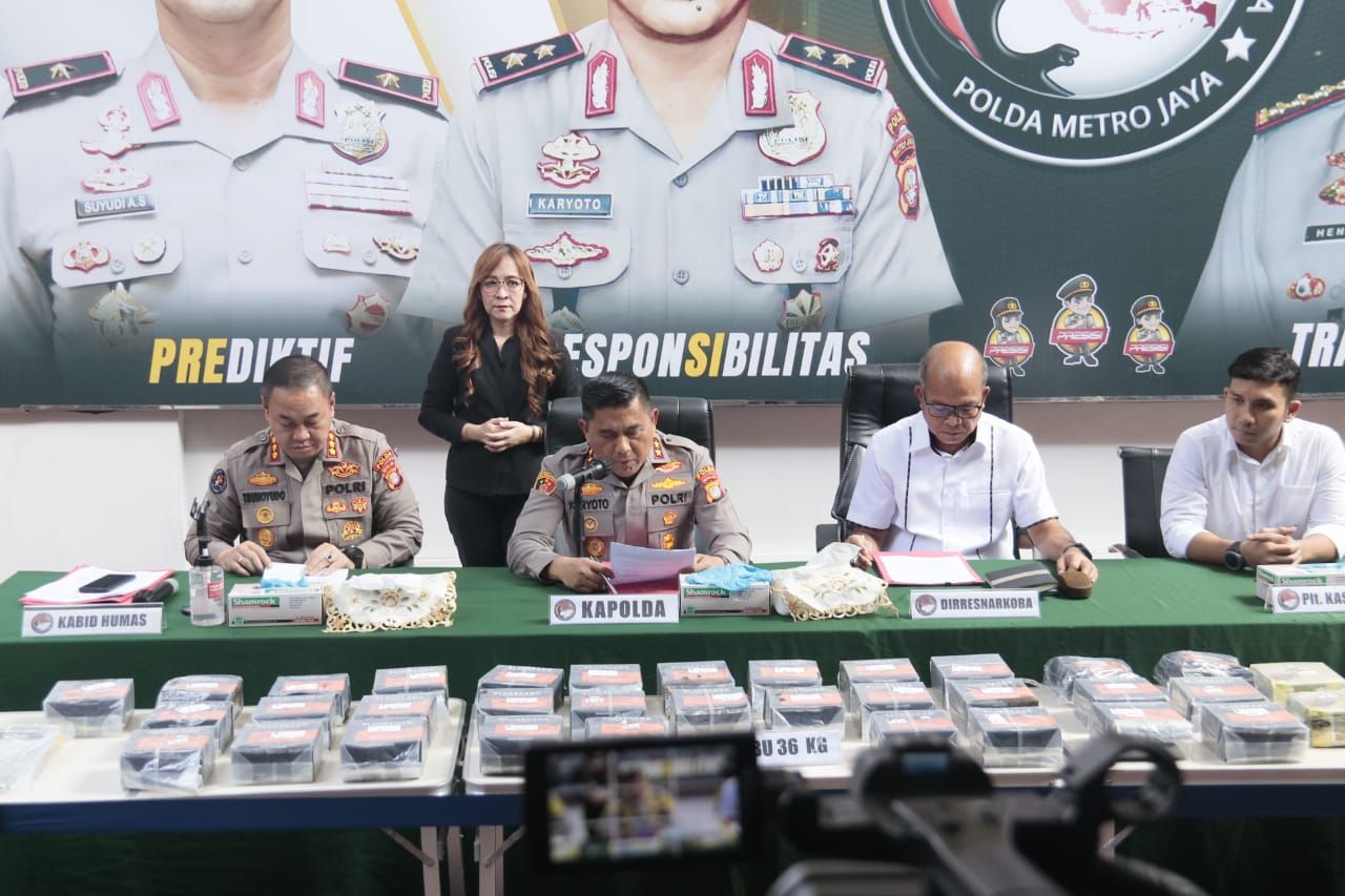 Polda Metro Jaya Tangkap Kurir Narkoba Sabu 36 Kilogram