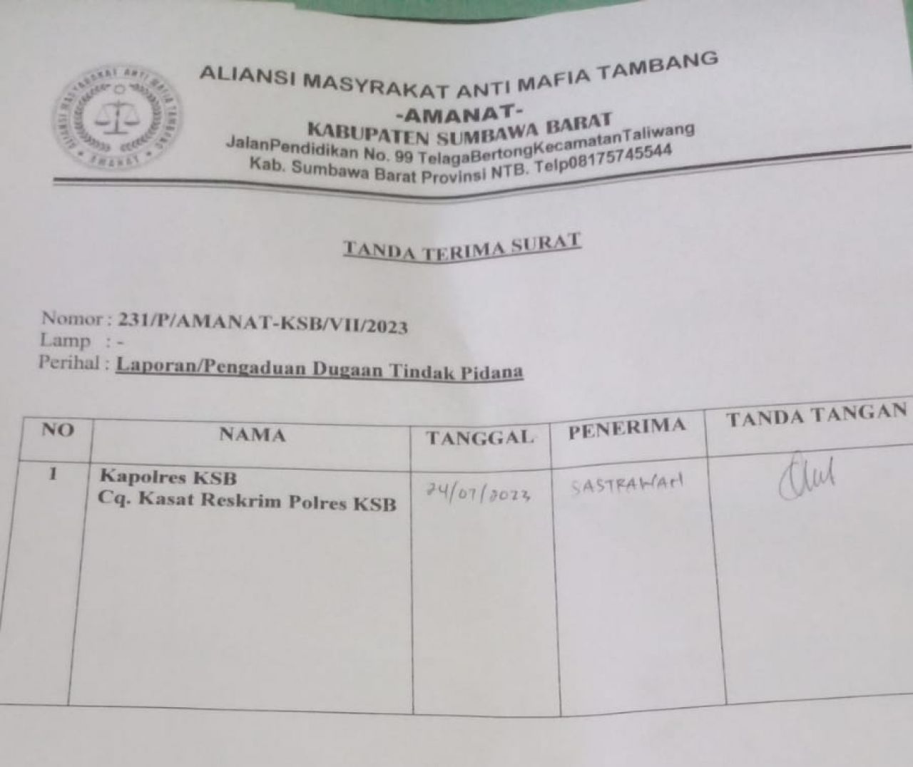 Diduga Jual Beli Solar Tanpa Izin Usaha Niaga, LSM Amanat Laporkan PT. AMNT dan PT. PIL ke Polres Subawa Barat