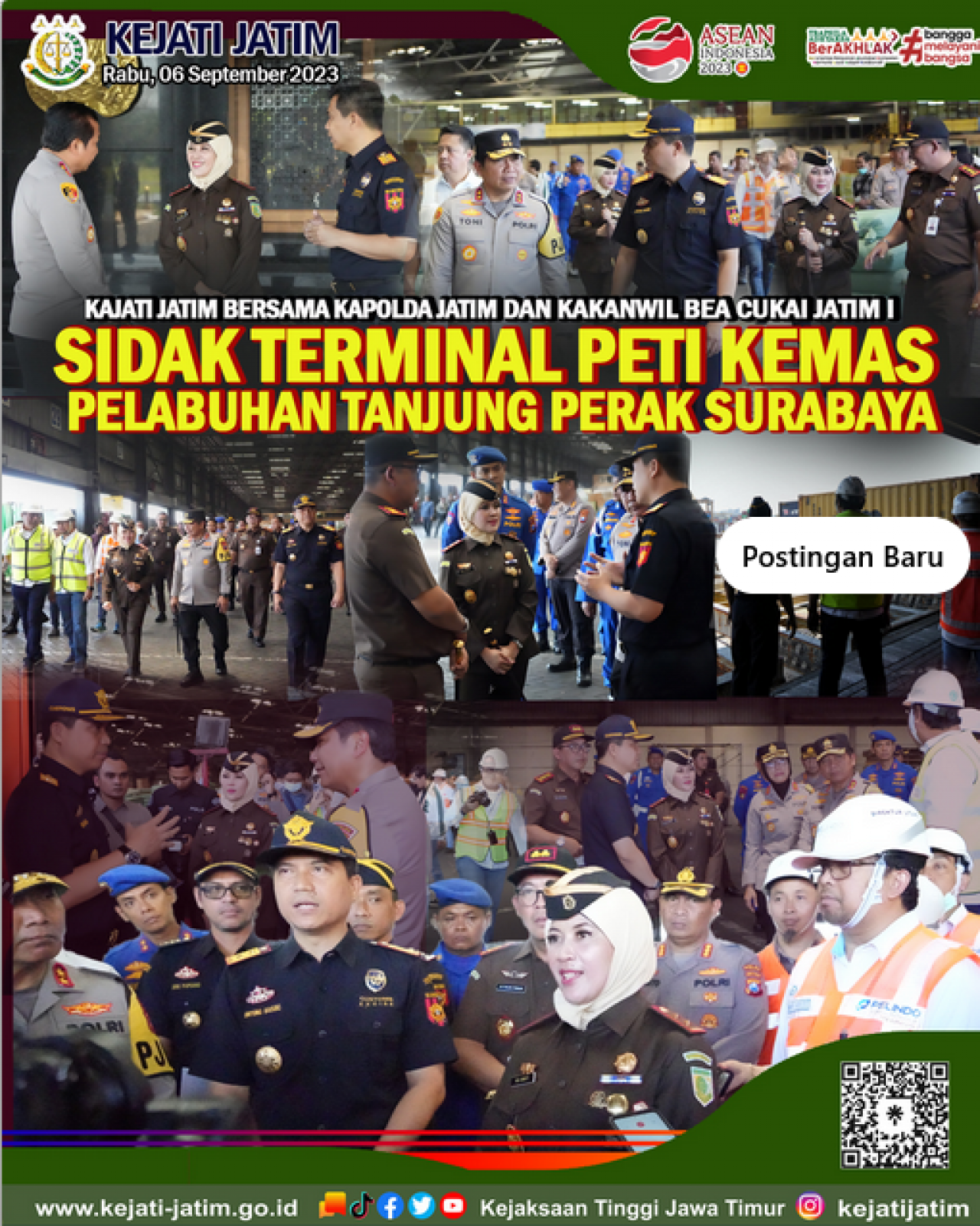 Kepala Kejati Jatim, Kapolda Jatim dan Kepala Kanwil Bea Cukai Jatim 1 Sidak TPS Pelabuhan Tanjung Perak