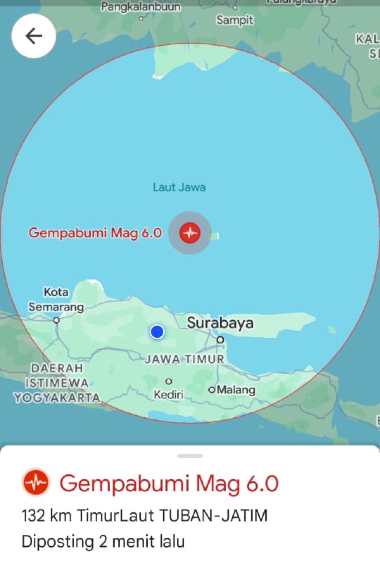 BMKG Melaporkan Terjadi Gempa di Laut Tuban, Tak Berpotensi Tsunami Meski Terasa Hingga Semarang dan Yogyakarta