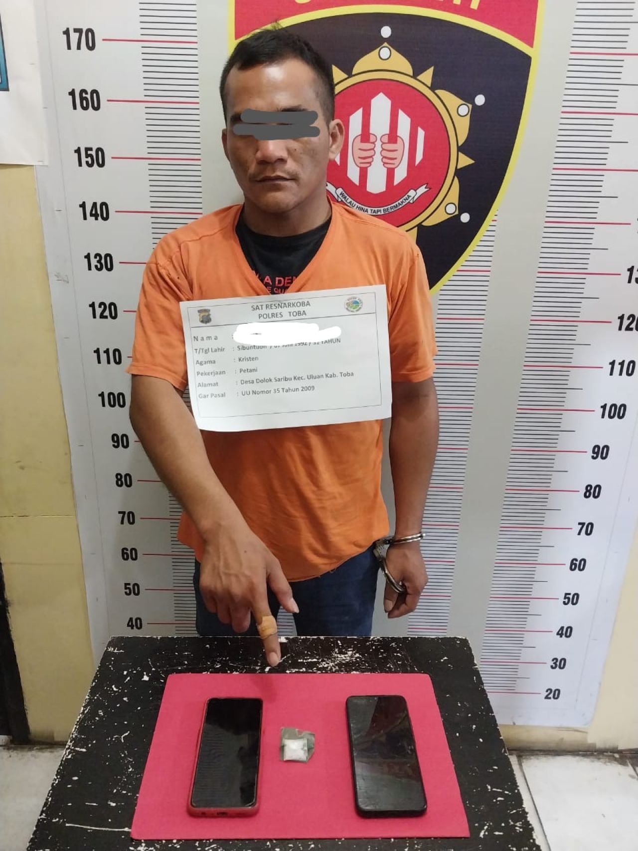 Pria Asal Dolok Saribu Diringkus di Simpang Pasar Pagi Sore, Polres Toba Dapati Satu Klip Berisi Sabu Sabu
