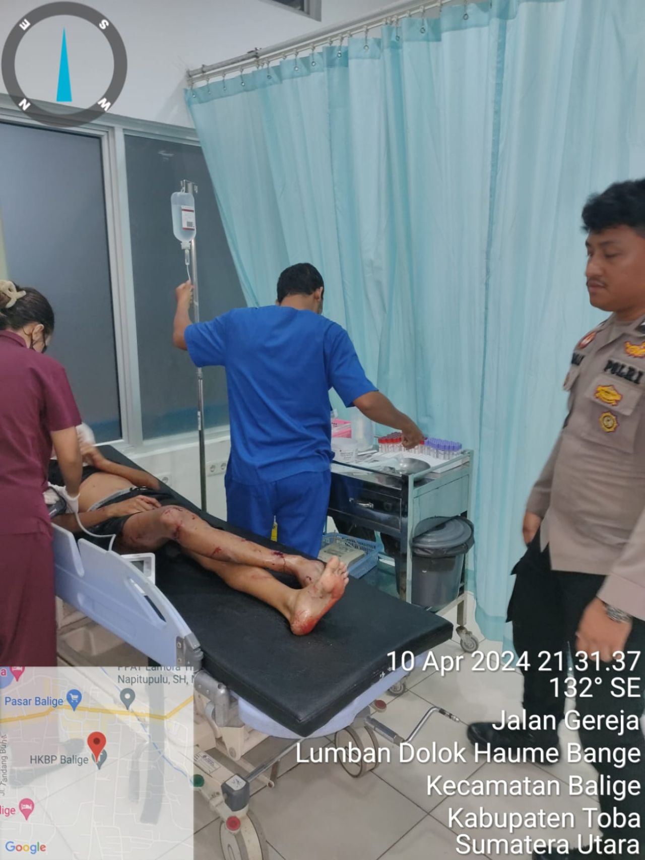 Laka Lantas di Jalan Umum Medan Menuju Tarutung Km 226-227, Dua Pengendara Motor Dilarikan ke RS HKBP Balige