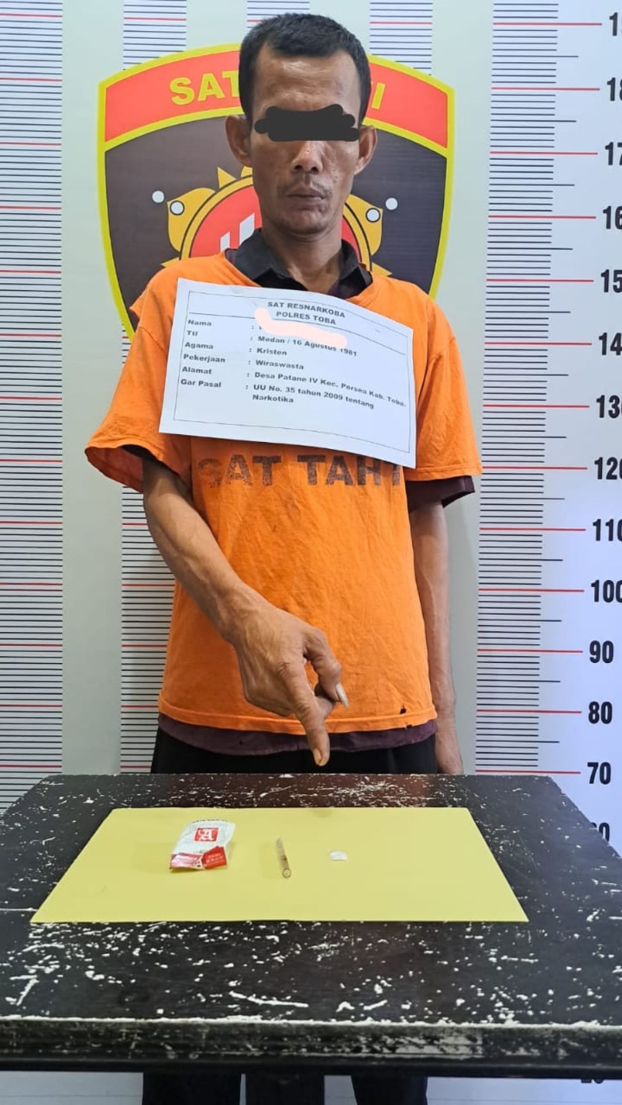 Kembali, Polres Toba Meringkus Tersangka Narkoba Jenis Sabu