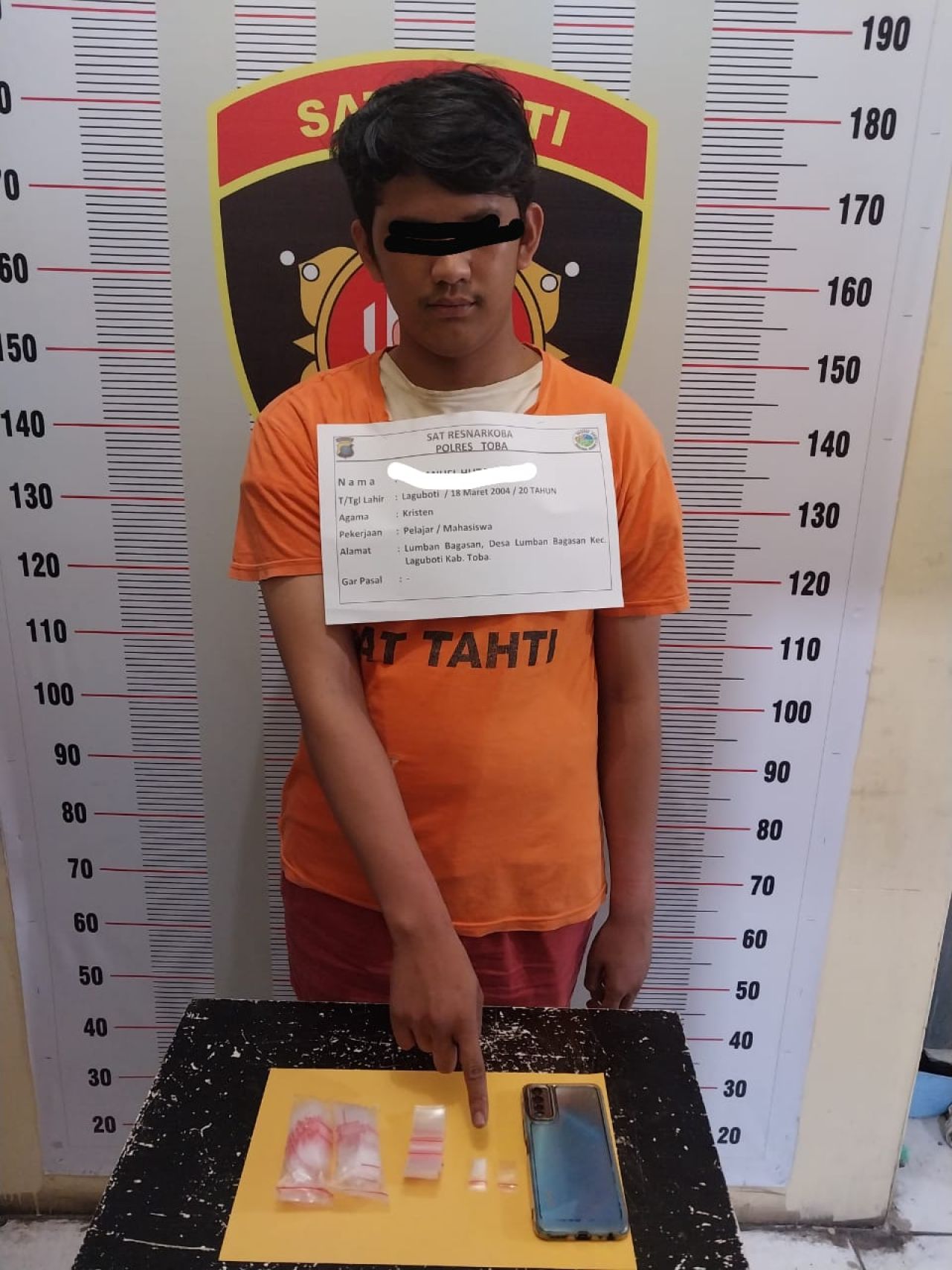 Polres Toba Tangkap Pemuda Asal Lumban Bagasan, Aman 0,43 Gram Sabu Sabu