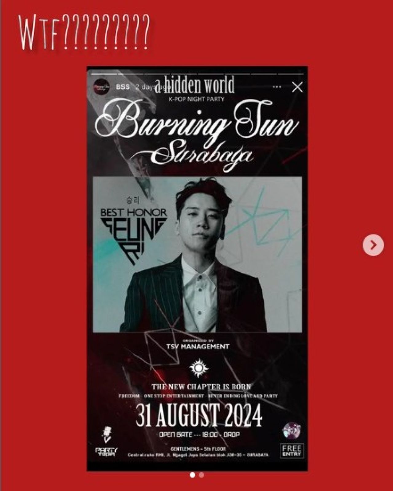 Dikabarkan EO TSV Management Datangkan Artis Korea Seungri ke Surabaya, Gentleman's Club Belum Beri Klarifikasi
