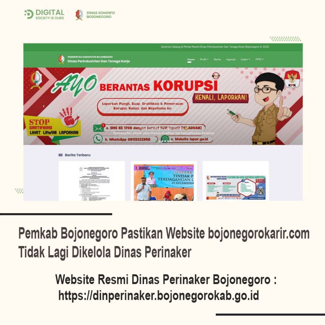 Pemkab Bojonegoro Pastikan Website bojonegorokarir.com Tak Lagi Dikelola Dinas Perinaker