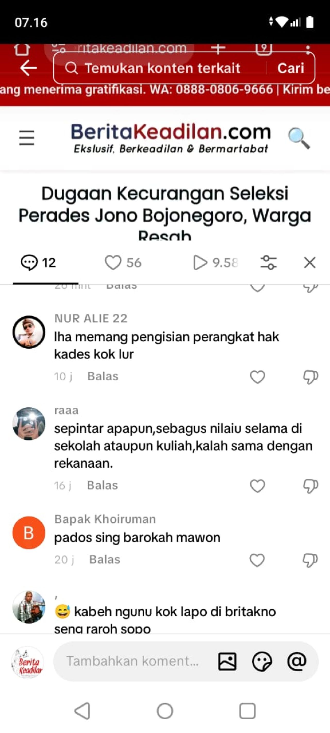 Dugaan "By Design" Seleksi Perades Jono Viral di TikTok